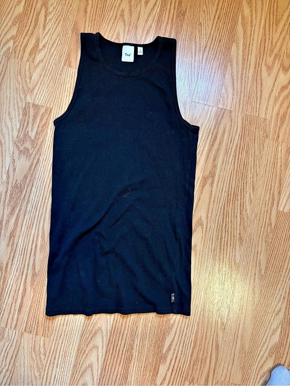 Tna Women's Black Knit Crew Neck Sleeveless Tank Top Solid Size L Regular